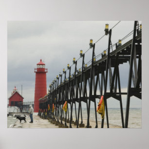 Poster États-Unis, Michigan, rive du lac Michigan, Grand
