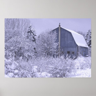 Poster États-Unis, Michigan, Rochester Hills. Bleu enneig