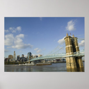 Poster États-Unis, Ohio, Cincinnati : Roebling Suspension