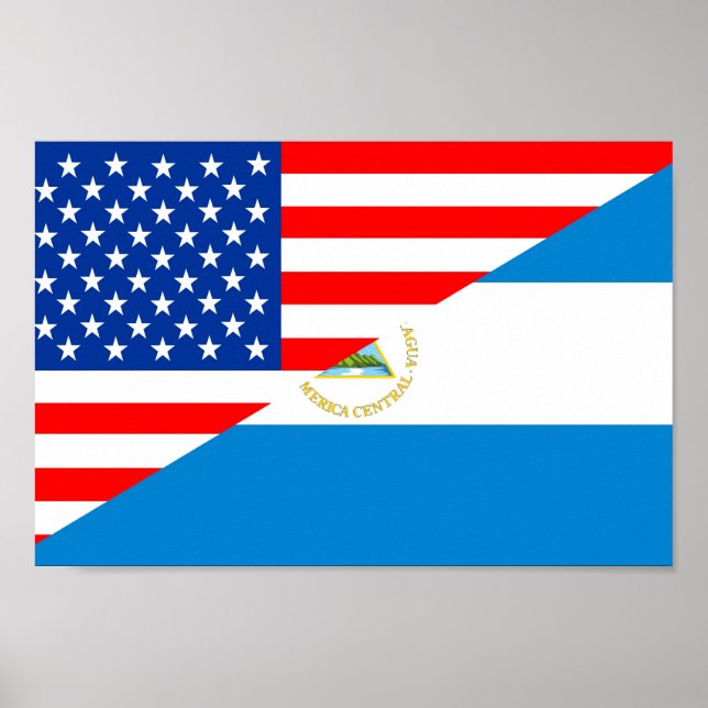 Poster etats-unis pavillon du nicaragua demi usa (Devant)