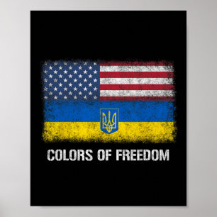 Poster États-Unis Ukraine Drapeau Américain Ukrainien Cou