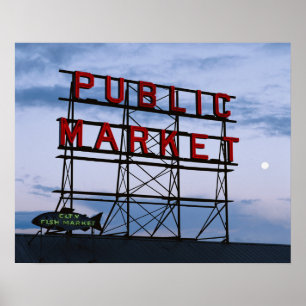 Poster États-Unis, Washington, Seattle, Pike Street Mark