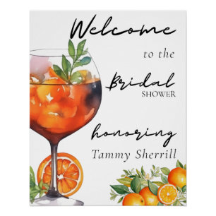 Poster Été Aperol Spritz Orange Fête des mariées moderne