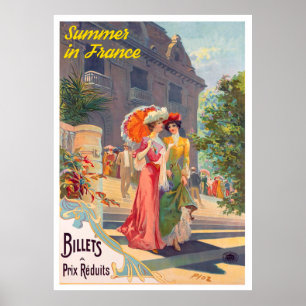 Poster Été en France, Dames en promenade, Vintage