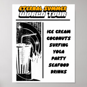 Poster Été Éternel - Glaces Coco Surf Yoga (
