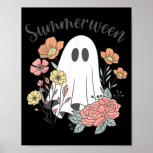 Poster Été Fantôme Floral Rétro Summerween Saison Épouvan