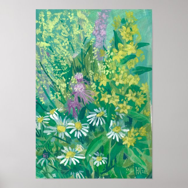 Poster Été Fleur de prairie Fleur sauvage Fleurs de prair (Devant)