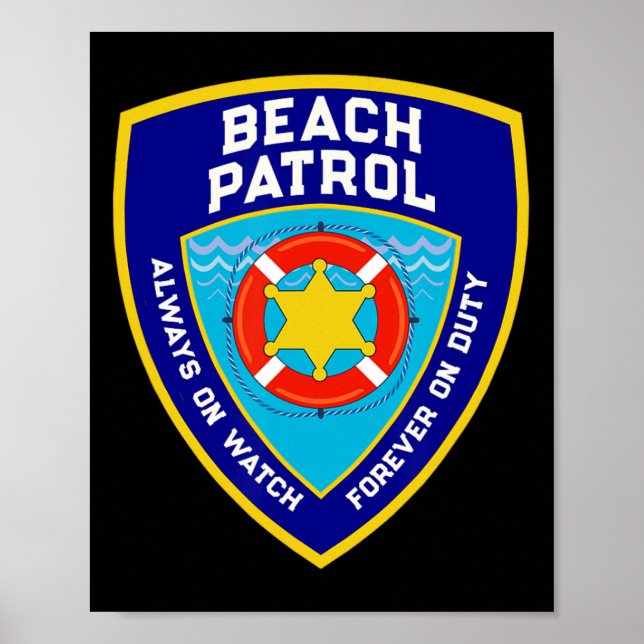 Poster Été Funny Beach Patrol Océan Pour toujours en serv (Devant)