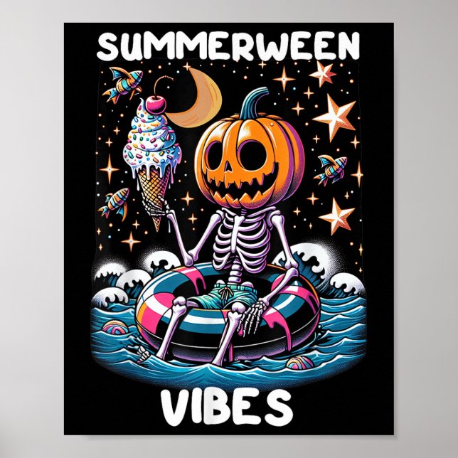 Poster Été Halloween Funky Skeleton Ice Cre (Devant)