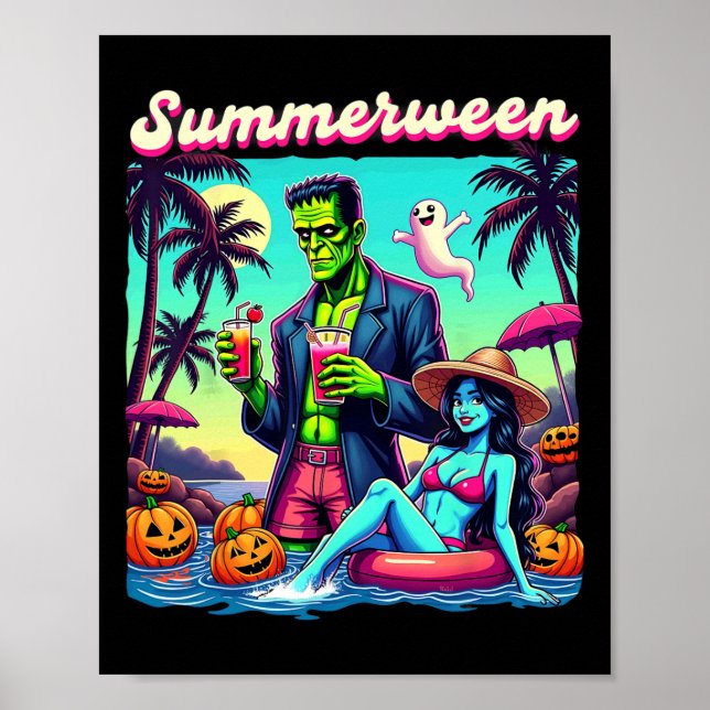 Poster Été Halloween Zombie Frankenstein Bo (Devant)