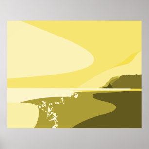 Poster Été Jaune Art numérique Plage Paysage marin Affich