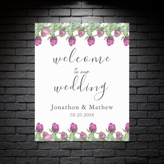 Poster Eté Jungle Aquarelle Florale Mariage Bienvenue