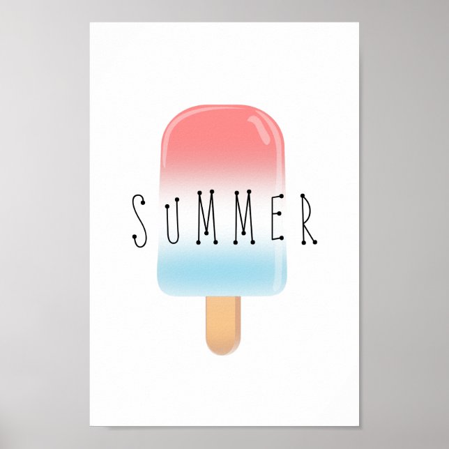Poster Été populaire avec Rouge et Bleu (Devant)