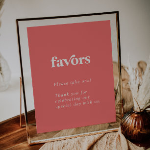 Poster Été rétro   Faveurs de mariage rose chaud