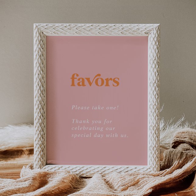 Poster Été rétro | Faveurs de mariage rose et orange (Créateur téléchargé)
