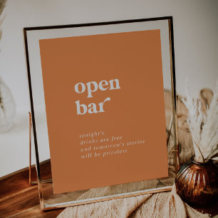 Poster Été rétro Panneau Mariage orange à barre ouverte