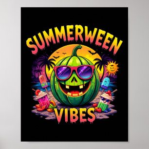 Poster Été Watermelon Jack-o-lanterne Summerween Vibes