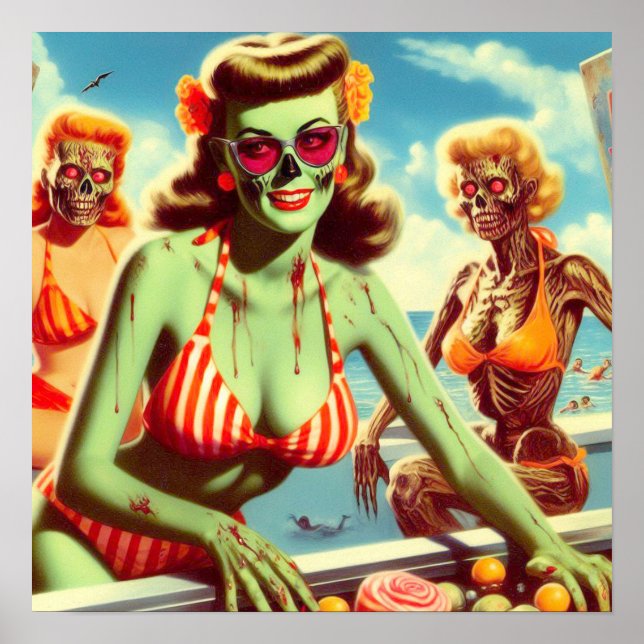 Poster Été Zombie Pin up (Devant)