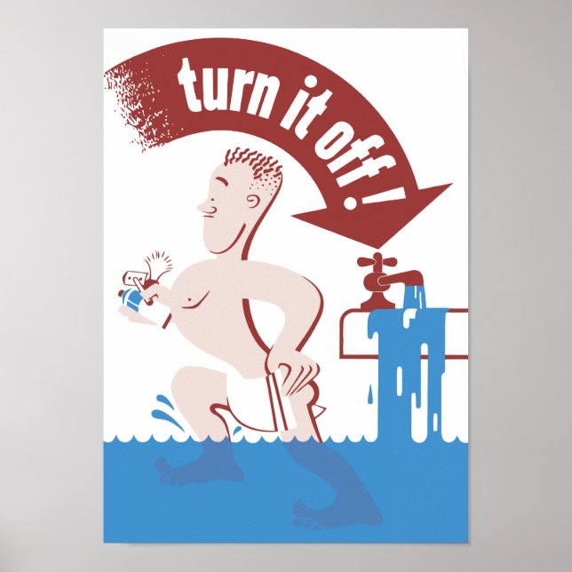 Poster Éteins-Le — Conservation De L'Eau (Devant)