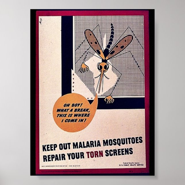 Poster Éteins les moustiques du paludisme Réparez votre é (Devant)