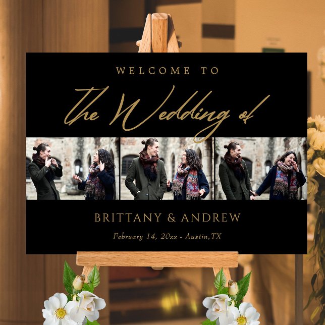 Poster Eternal Bond : Elegant Black & Gold Mariage Bienve ( Eternal Bond Elegant Black & Gold Wedding Welcome Poster)