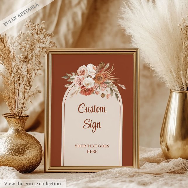 Poster Éternel Terracotta Pampas Sage Boho Floral Custom (Timeless Terracotta Pampas Sage Boho Floral Custom Poster)