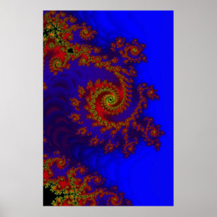 Poster Éternité Art fractal bleu et rouge