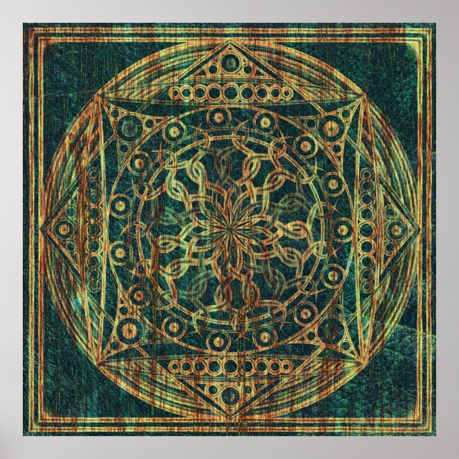 Poster Eternity Mandala Patiné Wood (Devant)