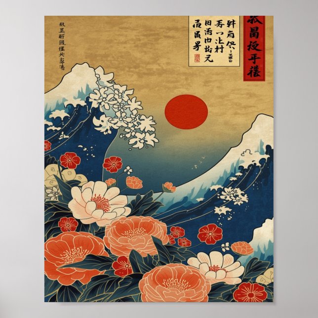 Poster Ethereal Bloom: The Great Wave Reimagined (Devant)