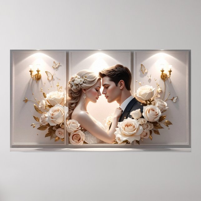 Poster  Ethereal Romance: Bride and Groom Illustration wi (Devant)