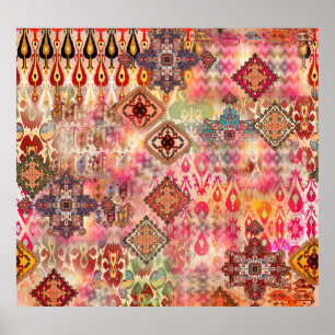 Poster Ethnic Digital Abstrait Motif sans fil