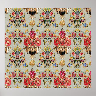 Poster Ethnic Mughal Floral : Motif Vintage.