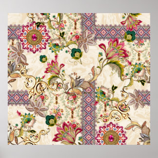 Poster Ethnic Mughal Floral Paisley