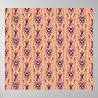 Poster Ethnique tribale : Aztec Mexicain sans couture Vin