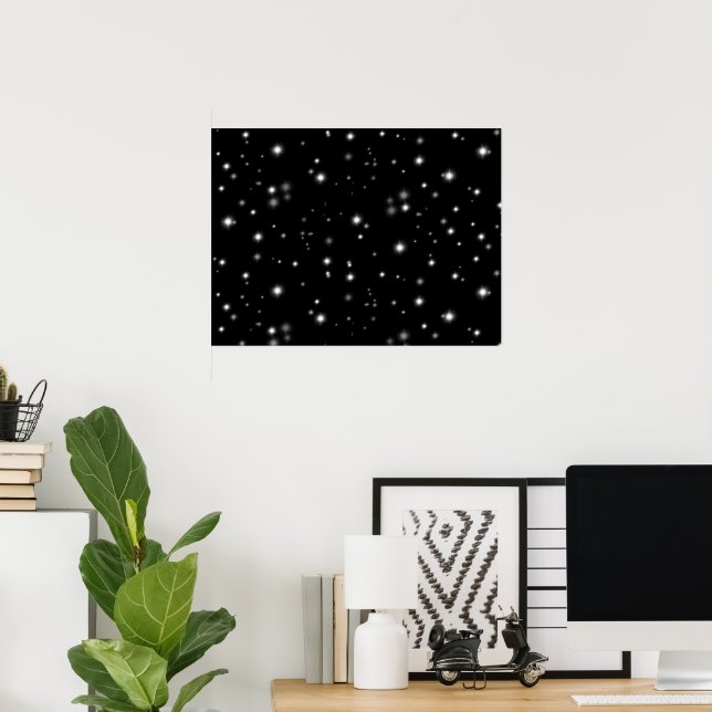 Poster Étincelles de lumière noir et blanc (Bureau à domicile)