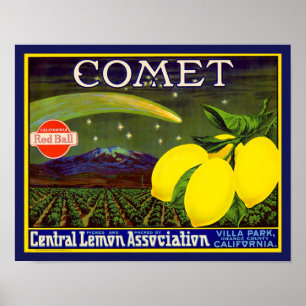Poster étiquette à base de citron dans les années 1940