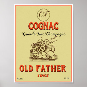 Poster Étiquette antique de Cognac