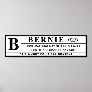 Poster Étiquette d'avertissement Bernie Sanders