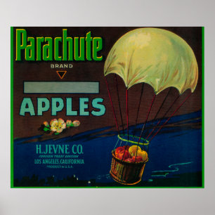 Poster Étiquette de caisse d'Apple de parachute