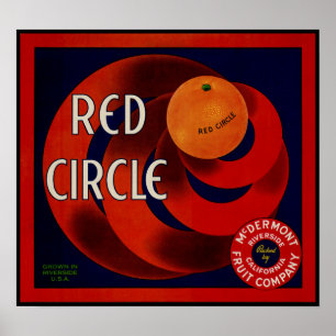 Poster Étiquette de caisse de fruits vintage Art cercles 