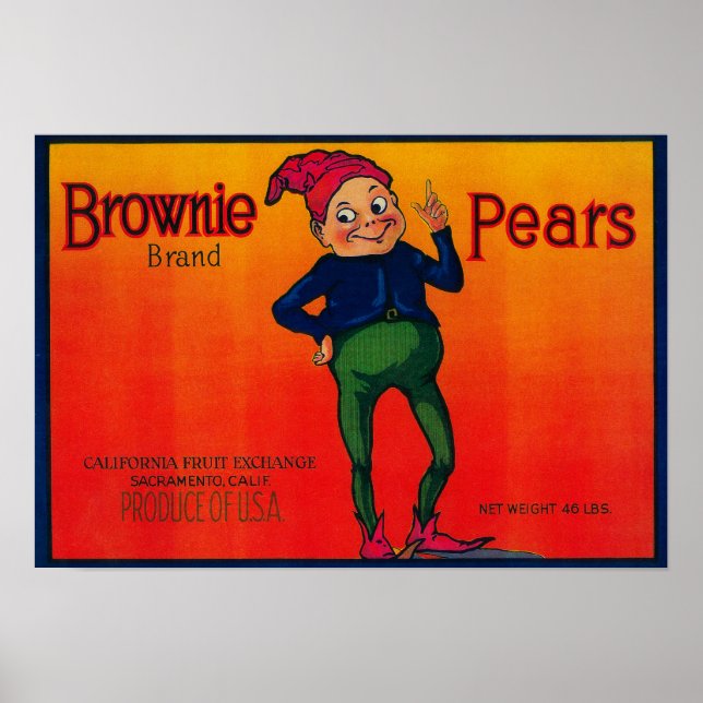 Poster Étiquette de fréquence de poire Brownie (Devant)