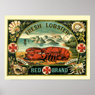 Poster Étiquette de homard vintage