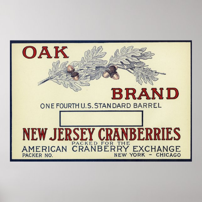 Poster Étiquette de la marque de chêne Cranberry (Devant)