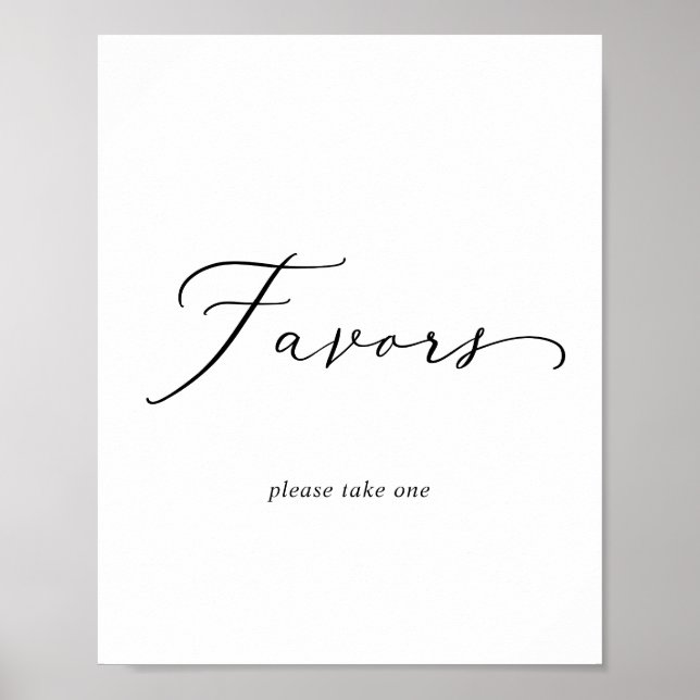 Poster Étiquette de mariage à calligraphie noire délicate (Devant)