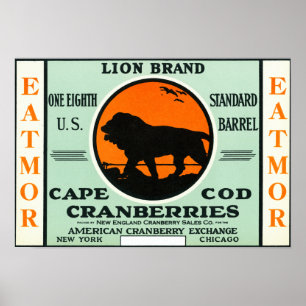 Poster Étiquette de marque de canneberges d'Eatmor de