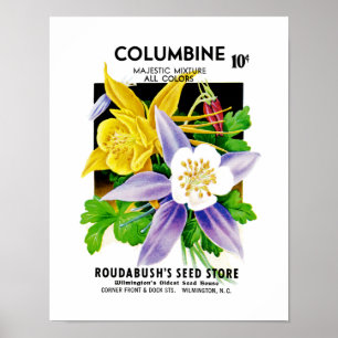 Poster Étiquette de paquet de graine de Columbine