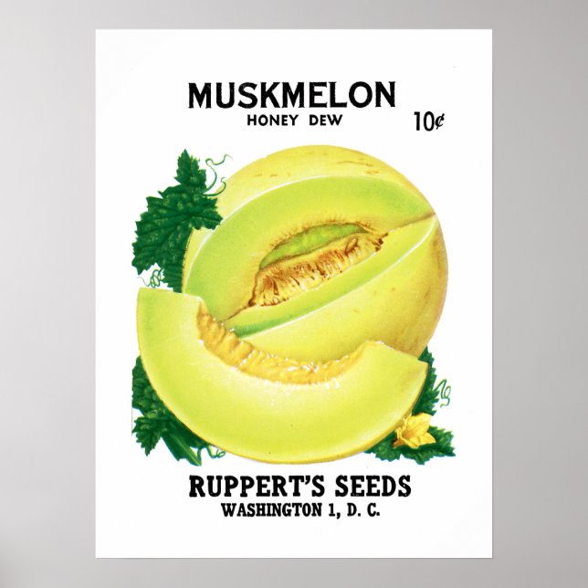 Poster Étiquette de paquets de semences de Muskmelon (Devant)