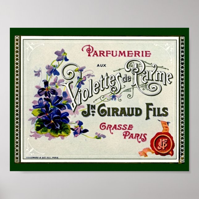 Poster Étiquette de parfum violette française (Devant)