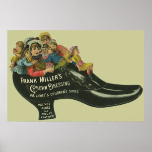 Poster Étiquette de produit vintage, Frank Miller's Shoe 