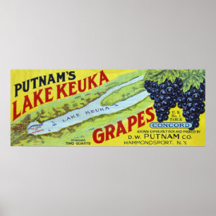 Poster Étiquette de raisins Concorde de Keuka du lac